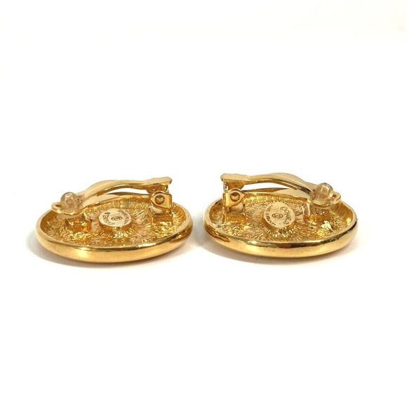 CHANEL vintage Deca CC Mark CC Accessories Earrings Metal Gold - Picture 6 of 8